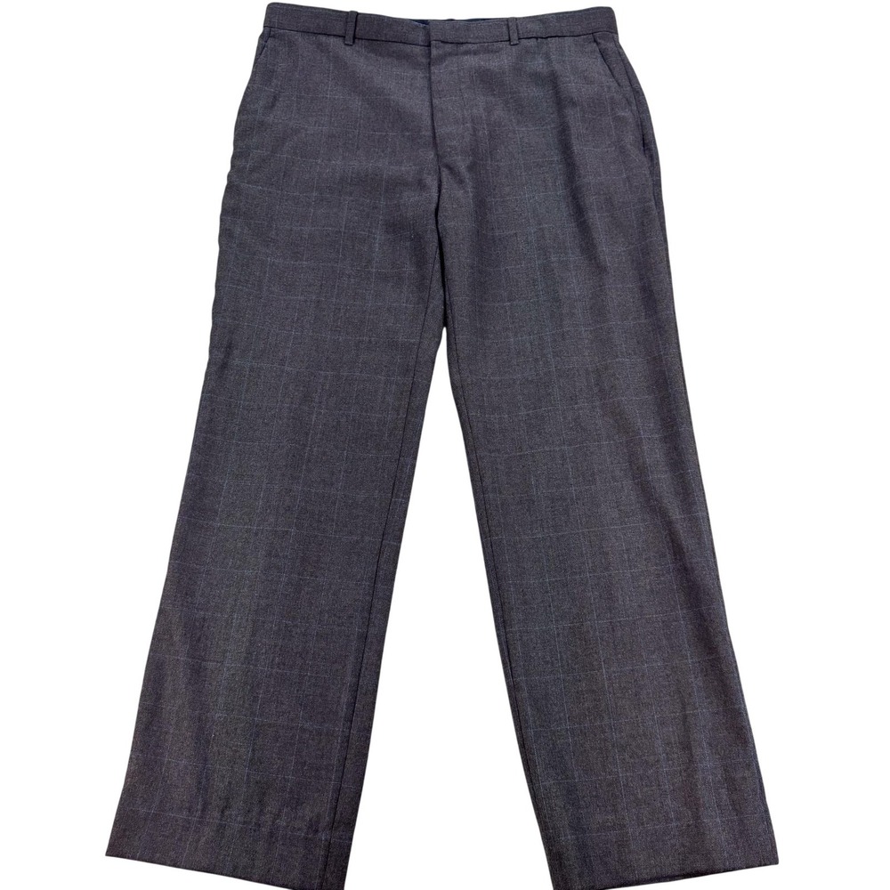 Banana Republic Dress Pants Mens 36x30 Gray Wool Plaid Tailored Fit Office Lined